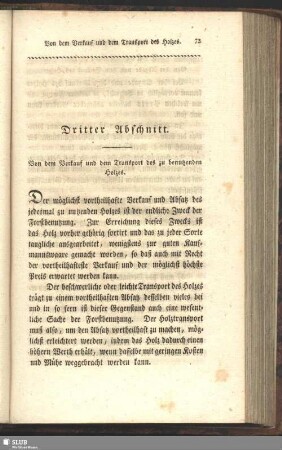 Dritter Abschnitt. Von dem Verkauf und dem Transport des zu benutzenden Holzes