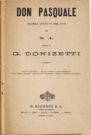 Don Pasquale : dramma buffo in tre atti