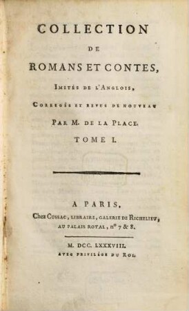 Collection de romans et contes, imités de l'anglois, 1