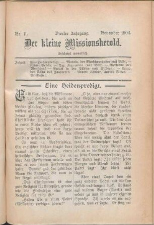 Nr. 11. Vierter Jahrgang. November 1904.