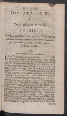 Disputatio IV. De Causâ efficiente increatâ