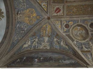 Gewölbedekoration all'antica, Grotesken mit Kandelaber, Standartenträgern und Widdern