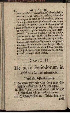 Caput II. De nexu Periodorum in epistolis & narrationibus.