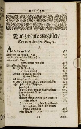 Das zweyte Register / Der vornehmsten Sachen.