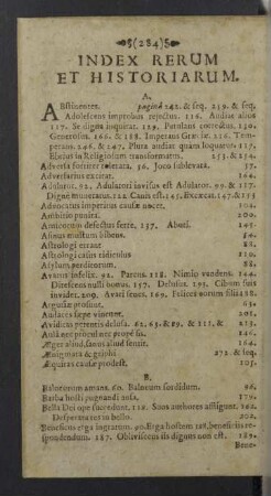 Index rerum et historiarum.