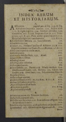 Index rerum et historiarum.