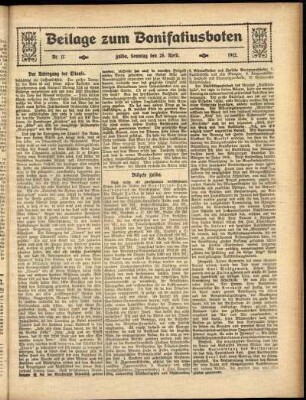 Zweite Ausgabe vom Sonntag, den 28. April 1912.
