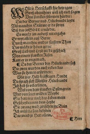 Wolt jr Herrschafft hie betragen Groß abenthewr will ich euch sagen