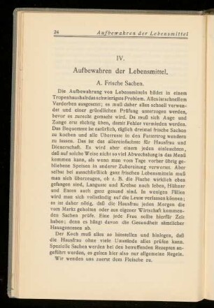 IV. Aufbewahren der Lebensmittel.