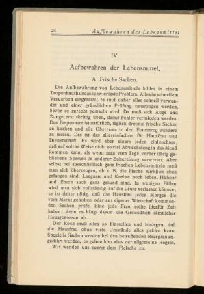 IV. Aufbewahren der Lebensmittel.