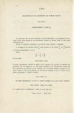 Soluzione di una quistione sui numeri fratti.