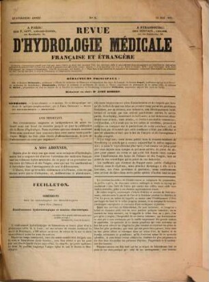 Revue d'hydrologie médicale française et étrangère, 14. 1871, Nr. 1 - 12