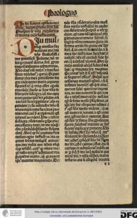 In dei summi opificis nomine incipit prefatio libri beati Prosperi de vita contemplativa et norma ecclesiasticorum.