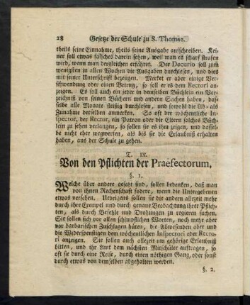 T. IX. Von den Pflichten der Praefectorum