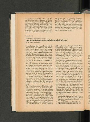 Armenfürsorge im 19. Jahrhundert: Vom Armenkaten zum Gemeindehaus in Klinkrade.