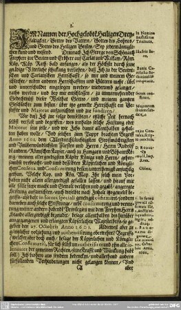 Im Namen der hochgelobten Heiligen Dreyfaltigkeit
