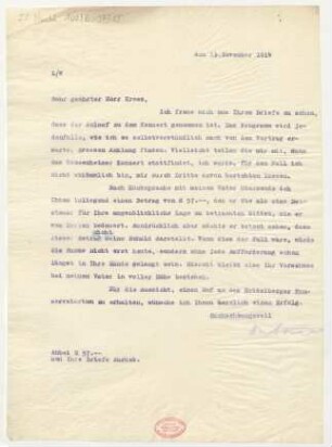 Brief an Emil Kronke : 13.11.1914