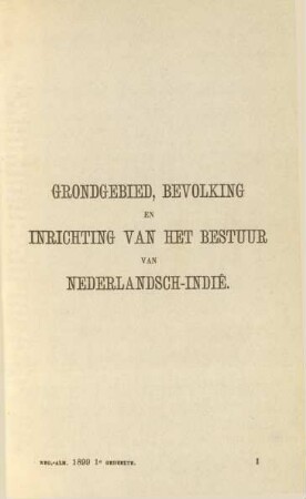 Grondgebied, Bevolking en Inrichting van het Bestuur von Nederlandsch-Indie
