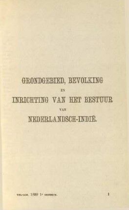 Grondgebied, Bevolking en Inrichting van het Bestuur von Nederlandsch-Indie