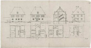 Döllgast, Hans; München; Kath. Pfarrkirche Heilig Blut - Pfarrhof (Grundrisse; Ansichten; Schnitte)