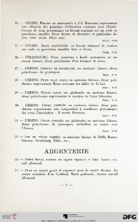 Argenterie (Nr. 53-62)