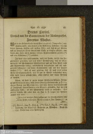 Drittes Kapitel. Versuch mit der Saamenrolle des Wollengraßes. Zweytes Muster.