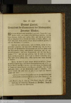 Drittes Kapitel. Versuch mit der Saamenrolle des Wollengraßes. Zweytes Muster.