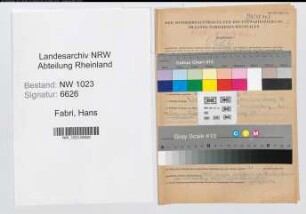 Entnazifizierung Hans Fabri , geb. 22.02.1890 (Stadtinspektor)