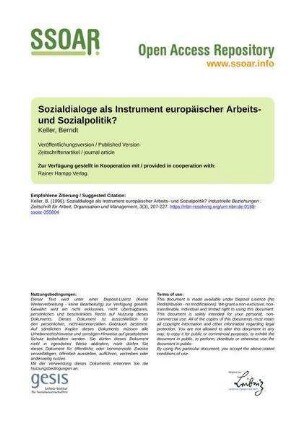 Sozialdialoge als Instrument europäischer Arbeits- und Sozialpolitik?