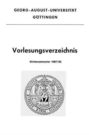 WS 1987/88: Vorlesungsverzeichnis