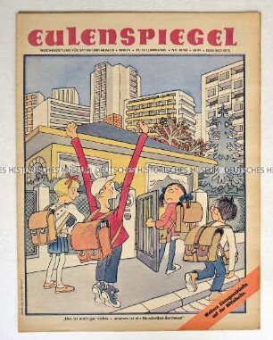Satirezeitschrift "Eulenspiegel" mit Titel zu den Großwohnsiedlungen der DDR