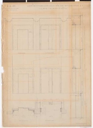 Reichsluftfahrtministerium, Berlin: Paternoster, Laibungsverkleidungen: Ansichten, Schnitte 1:10