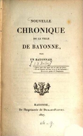 Nouvelle chronique de la ville de Bayonne, 1