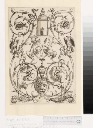 Ornament mit zwei Satyrn und Löwen