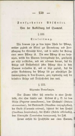 Funfzehnter Abschnitt. Von der Ausbildung des Saamens