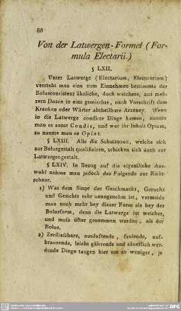 Von der Latwergen-Formel (Formula Electarii)