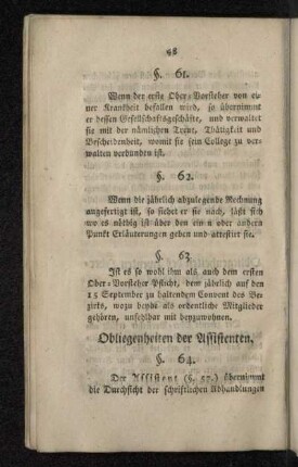 Obliegenheiten der Assistenten.