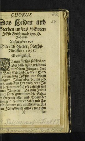 Chorus Das Leiden und Sterben unseres Herren Jesu Christi