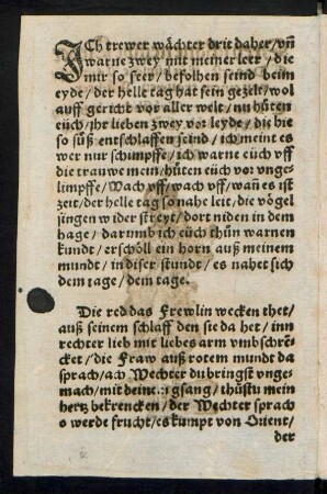 JCh trewer wächter drit daher/ vn || warne zwey mit meiner leer/