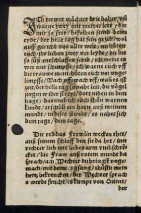 JCh trewer wächter drit daher/ vn || warne zwey mit meiner leer/