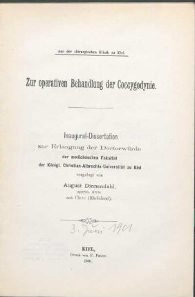 Zur operativen Behandlung der Coccygodynie