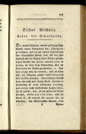 Eilfter Abschnitt. Ueber die Schauspiele.