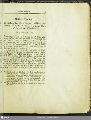 Dritter Abschnitt. Begründung der bürgerlichen und geistlichen Verhältnisse der Stadt Dresden. Die Zeiten Markgraf Heinrich des Erlauchten : Die Jahre 1221 bis 1288