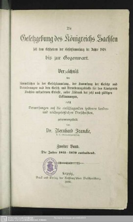 2: Die Jahre 1851 - 1870 enthaltend