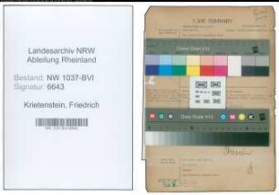 Entnazifizierung Friedrich Krietenstein , geb. 05.08.1901 (Reg.Inspektor)