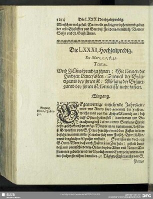 Die LXXXI. Hochzeitpredigt. Ex Marc.c.2.v.19