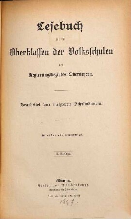Lesebuch für die Volksschulen des Regierungsbezirkes Oberbayern : Bearbeitet von mehreren Schulmännern Ministeriell genehmigt, 3
