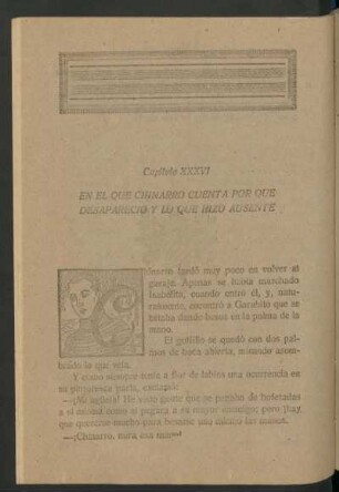 Capítulo XXXVI - En el que Chinarro cuenta por que desaparecio y lo que hizo ausente