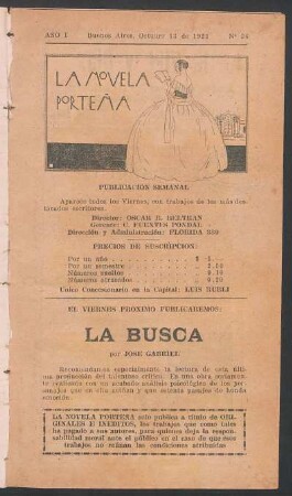 El viernes próximo publicaremos: "La busca" por José Gabriel