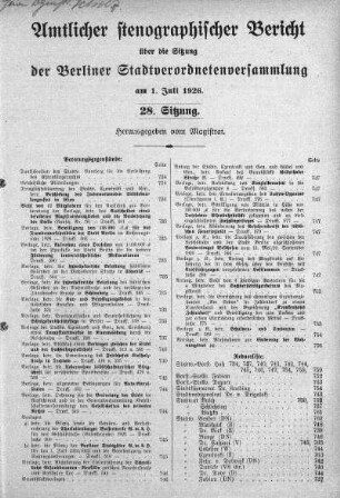 Sitzung 28, 1. Juli 1926